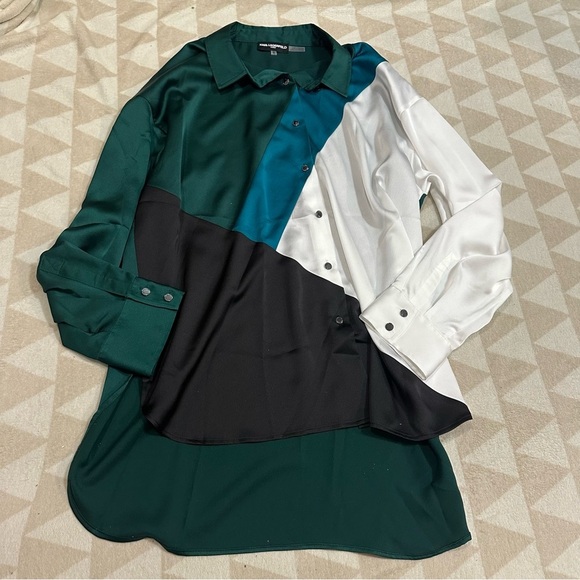 KARL LAGERFELD Women's Soft Everyday Blouse colorblock - Picture 1 of 4